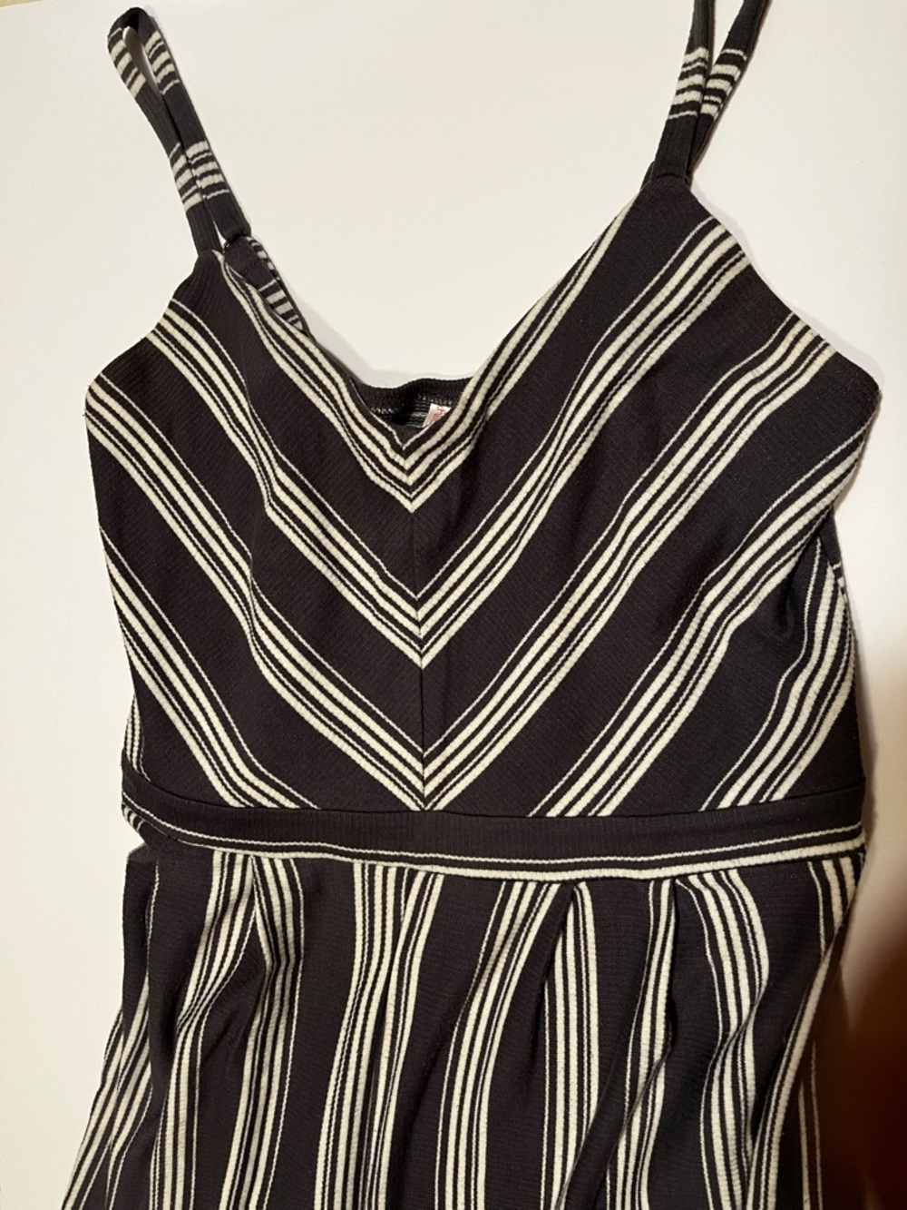 Black and White Striped Spaghetti Strap wide leg jumpsuit summer romper size m
